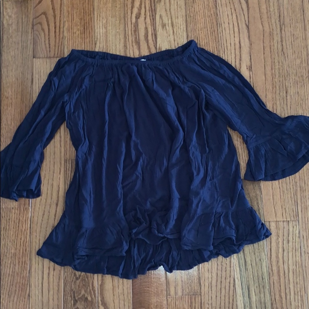 navy blue off the shoulder top